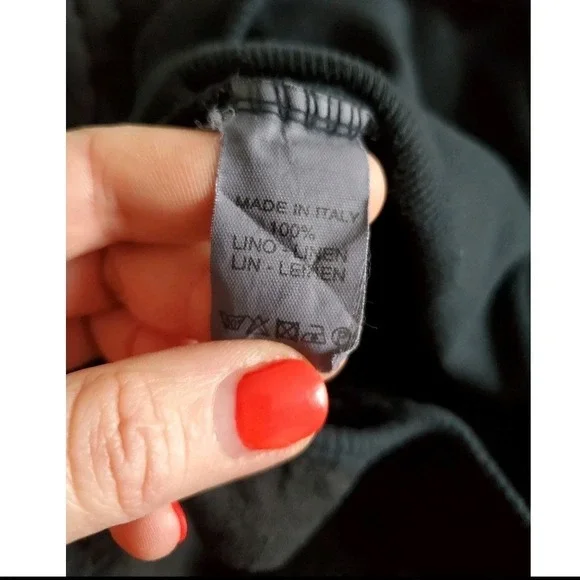 Inizio Italy Black 100% Linen Lagenlook Bubble Hem Midi Dress Womens S Art  Wear - Picture 5 of 13